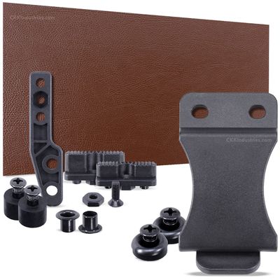 DIY Holster Making Kit - 1-Piece Adjustable Retention Concealment Holster (Light Bearing) - (IWB) - Raptor Texture - (Brown) - FOMI (1.50in) - (w/Black Finishing Washers)