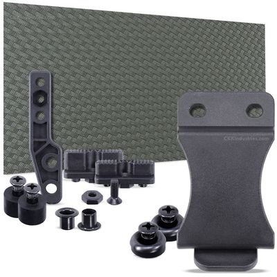 DIY Holster Making Kit - 1-Piece Adjustable Retention Concealment Holster (Light Bearing) - (IWB) - Basketweave - (Olive Drab) - FOMI (1.50in) - (w/Black Finishing Washers)