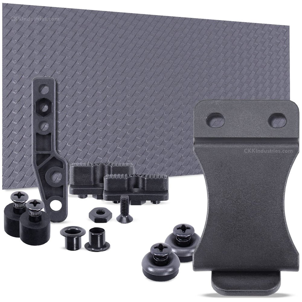 DIY Holster Making Kit - 1-Piece Adjustable Retention Concealment Holster (Light Bearing) - (IWB) - Basketweave - (Storm Gray) - FOMI (1.50in) - (w/Storm Gray Finishing Washers)