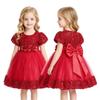 AGQT Baby Girls Flower Dress Bow-Knot Sequin Short Sleeve Tulle Princess Dresses Wedding Birthday Party Formal Gown Red 18-24 Months view 1