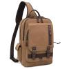 mygreen Canvas Leather Crossbody Messenger Bag One Strap Sling Travel Hiking Chest Bag Coffee, XL view 1