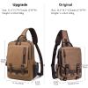 mygreen Canvas Leather Crossbody Messenger Bag One Strap Sling Travel Hiking Chest Bag Coffee, XL view 2