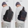 mygreen Canvas Leather Crossbody Messenger Bag One Strap Sling Travel Hiking Chest Bag Coffee, XL view 3