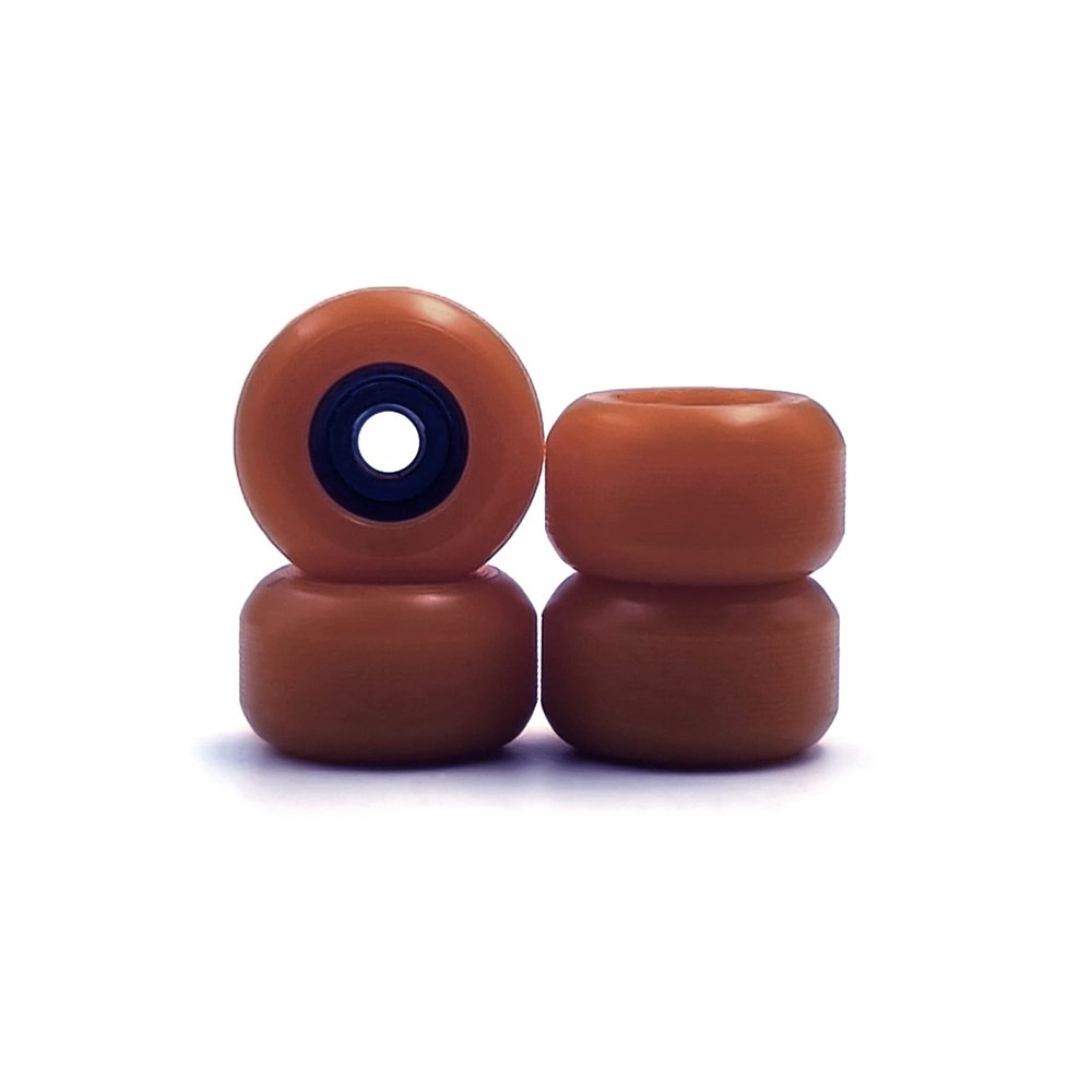 SPITBOARDS Fingerboard Bearing Wheels, CNC Polyurethane, Set of 4, Finger Skate (Brown)