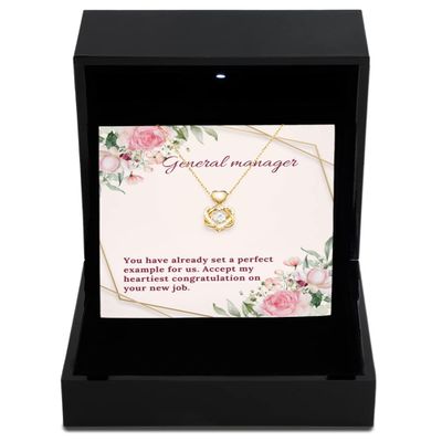 SpreadPassion Heart Knot Gold Necklace Luxury Box General Manager New Job Jewelry, Gift for Inspiration, New Job Gifts, Jewelry Gift Ideas, Personalized Gift, Cus