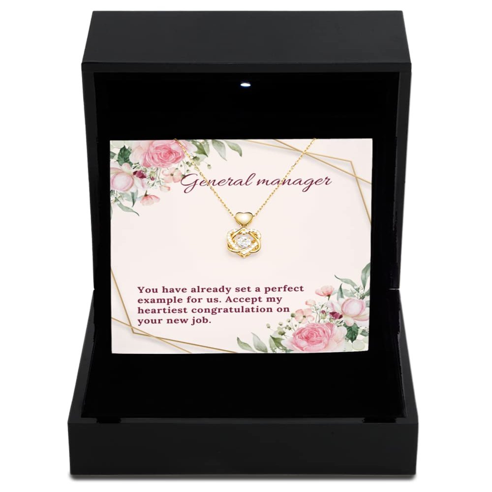 SpreadPassion Heart Knot Gold Necklace Luxury Box General Manager New Job Jewelry, Gift for Inspiration, New Job Gifts, Jewelry Gift Ideas, Personalized Gift, Cus