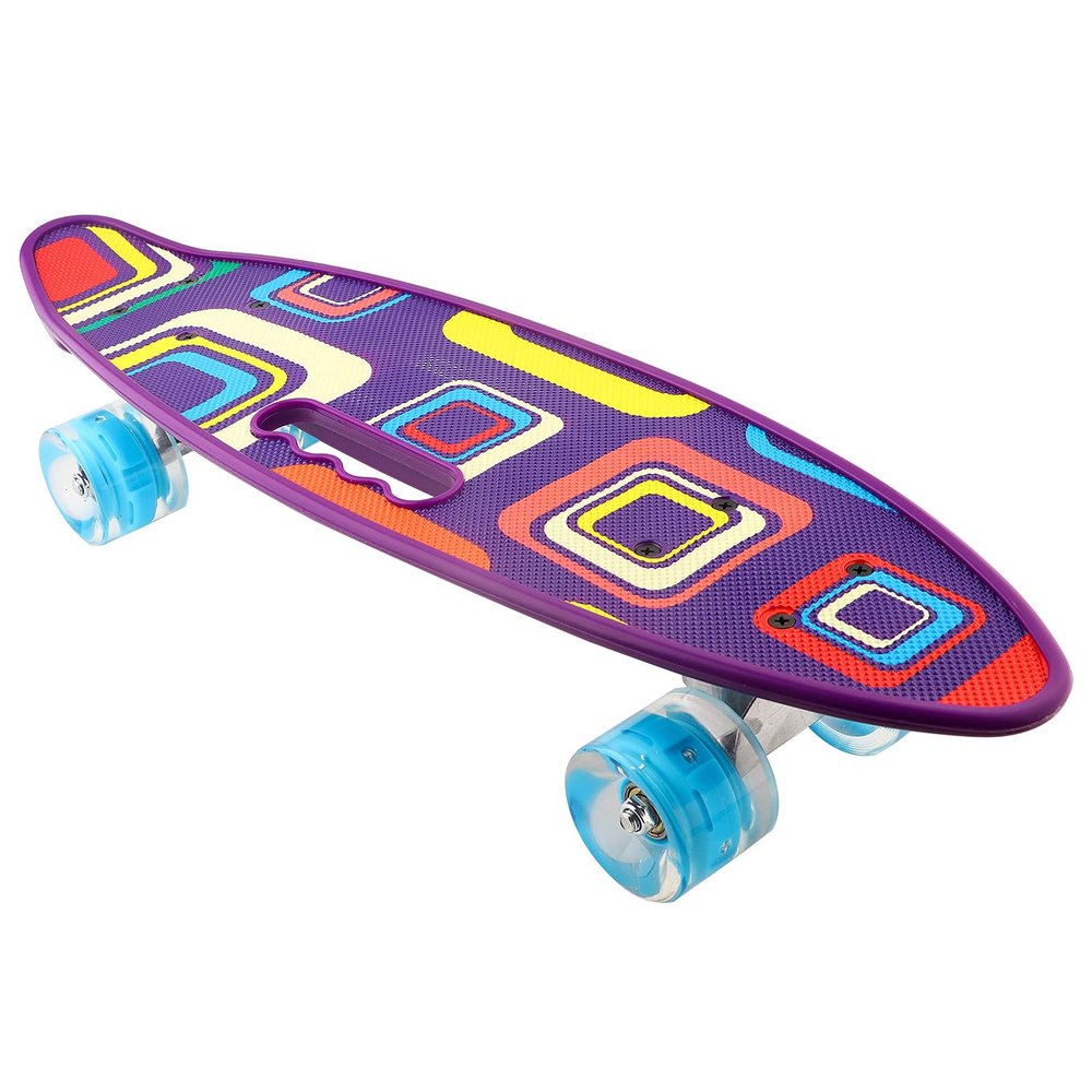 Alvinlite 23" Inch Complete Mini Cruiser Skateboard with Colorful LED Light Up Wheels for Beginners Youths Boys Girls Kids