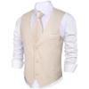 Barry.Wang Beige Mens Suit Vest Slim Fit V-Neck 2-Pocket Solid Color Waistcoat Dress Formal Business Tuxedo Wedding Party view 1