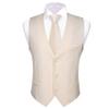 Barry.Wang Beige Mens Suit Vest Slim Fit V-Neck 2-Pocket Solid Color Waistcoat Dress Formal Business Tuxedo Wedding Party view 2