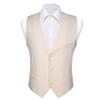 Barry.Wang Beige Mens Suit Vest Slim Fit V-Neck 2-Pocket Solid Color Waistcoat Dress Formal Business Tuxedo Wedding Party view 3