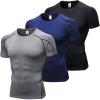 3 Pack Men's Compression Shirts Short Sleeve Workout T-Shirt Cool Dry Undershirts Baselayer Cooling Shirt Running Tops view 1