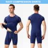 3 Pack Men's Compression Shirts Short Sleeve Workout T-Shirt Cool Dry Undershirts Baselayer Cooling Shirt Running Tops view 3