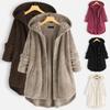 Akivide Button Up Fuzzy Fleece Sherpa Hooded Jacket Coat Warm Winter Long Sleeve Pockets Jacket with Pockets for Women view 4
