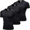 Black Compression Shirts Short Sleeve Men Workout Gym T-Shirts Cool Dry Sports Baselayer Undershirts for Running Yoga view 1