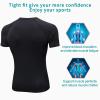 Black Compression Shirts Short Sleeve Men Workout Gym T-Shirts Cool Dry Sports Baselayer Undershirts for Running Yoga view 4