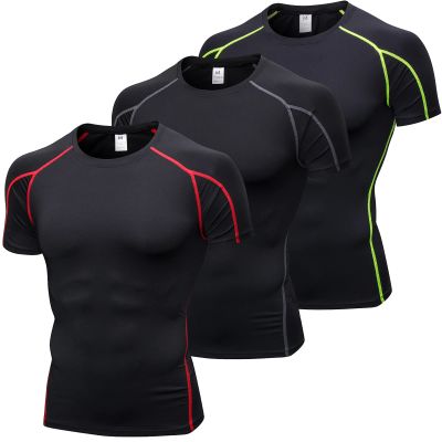 3 Pack Men's Compression Shirts Short Sleeve Athletic Shirts Cool Dry Sports Base Layer Undershirts Muscle Tees Shirts