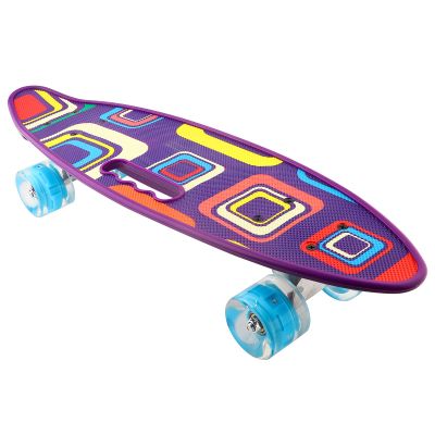 Alvinlite Skateboards Complete 23 Inch Mini Cruiser Retro Skateboard with Colorful LED Light Up Wheels for Kids Boys Girls Youths Beginners