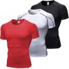 3 Pack Compression Shirts Short Sleeve Men Workout Gym T-Shirts Cool Dry Sports Baselayer Undershirts for Running Yoga view 1