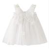 AGQT Baby Girls Tulle Tutu Dress Sleeveless Toddler Butterfly 3D Flower Print Back Girls Dresses Birthday Holiday Wedding Layered Lace Dress White Size 3-4T view 1
