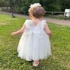 AGQT Baby Girls Tulle Tutu Dress Sleeveless Toddler Butterfly 3D Flower Print Back Girls Dresses Birthday Holiday Wedding Layered Lace Dress White Size 3-4T view 4