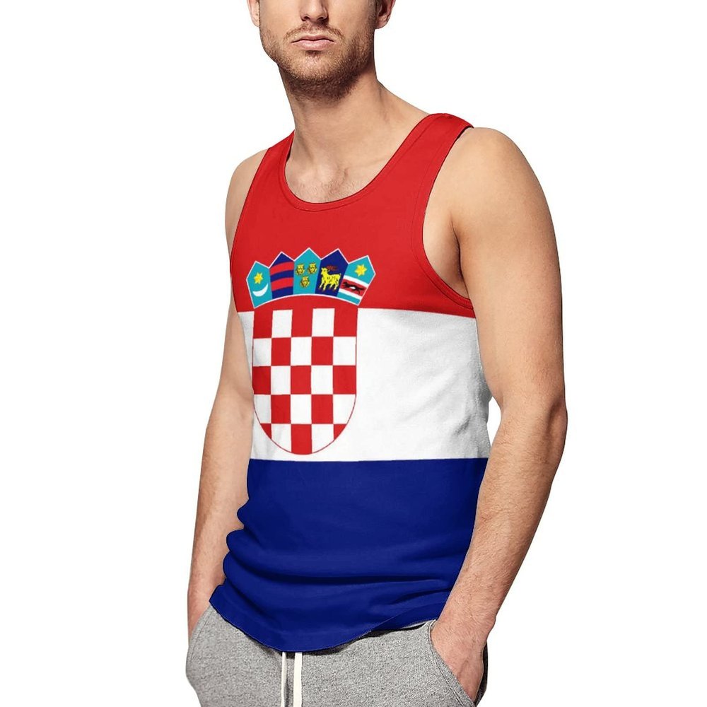 Croatia Flag Men's Tank Tops Sleeveless Gym Shirt Printed Pullover Vest T-Shirt