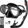 Nearsighted Snorkel Gear, Nearsighted Dry Snorkel Mask Set for Adult Youth, Nearsighted Anti Fog Diving Mask with Detachable Camera Mount & Adjustable Strap for Scuba Diving, Snorkeling, Freediving view 1