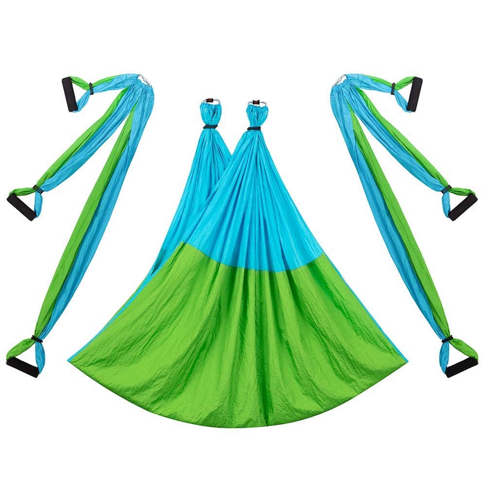 ele ELEOPTION Strong Antigravity Yoga Hammock Sling Inversion Tool for Air Inversion Exercises Yoga Swing Set Trapeze Sling Hammock Yoga Gifts for Women Adult Kids Blue+Green