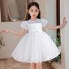 AGQT Toddler Girls Princess Tutu Dress Short Sleeve Sequin Star Print Flower Girls Tea Party Birthday Wedding Dress with Belt White Size 3-4T view 3