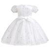 AGQT Toddler Girls Princess Tutu Dress Short Sleeve Sequin Star Print Flower Girls Tea Party Birthday Wedding Dress with Belt White Size 3-4T view 4