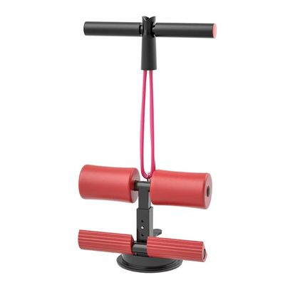 XARONF Portable Sit Up Bar for Floor - Sit-Up Assistant Devicewith Strong Suction Cups and Drawstring, Red (Color : Red)