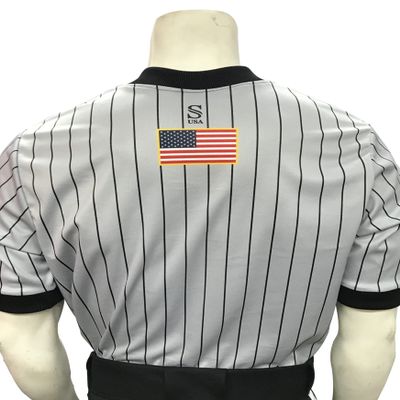 Smitty | I205-GFBK | IAABO Basketball Referee Shirt Gold Flag on Back USA | School Approved Official Uniform | Grey Black (3XL)