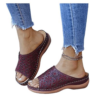 Ladmiple Walking Sandals Women Arch Support Women Casual Summer Sandals with Arch Support Flip Flops Platforms Wedge Sandals Beach Leather Womens Shoes Walking