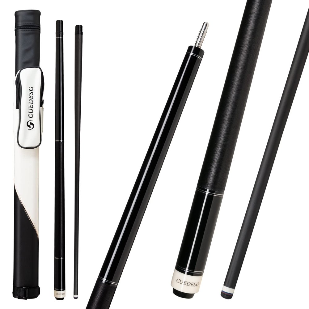 CUEDESG Carbon Fiber Pool Cue Stick 10.5mm/11.8mm/12.5mm,Low Deflection Pool Stick,Professional Cue Stick with Case (Black_Linen Wrap_11.8mm)