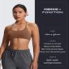 Aoxjox Women's Workout Sports Bras Fitness Trinity Ivy Low Impact Bra Yoga Crop Tank (Dandelion Brown, Large) view 3