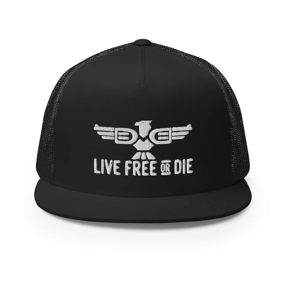 Eagle Second Amendment 2A Live Free or Die Pistol Wings Embroidered Design Classic Trucker Cap Black