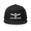 Eagle Second Amendment 2A Live Free or Die Pistol Wings Embroidered Design Classic Trucker Cap Black view 1