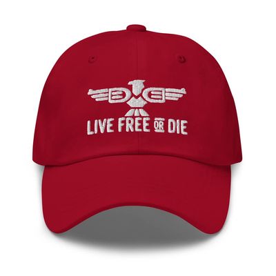 Eagle Second Amendment 2A Live Free or Die Pistol Wings Embroidered Design Dad hat Cranberry