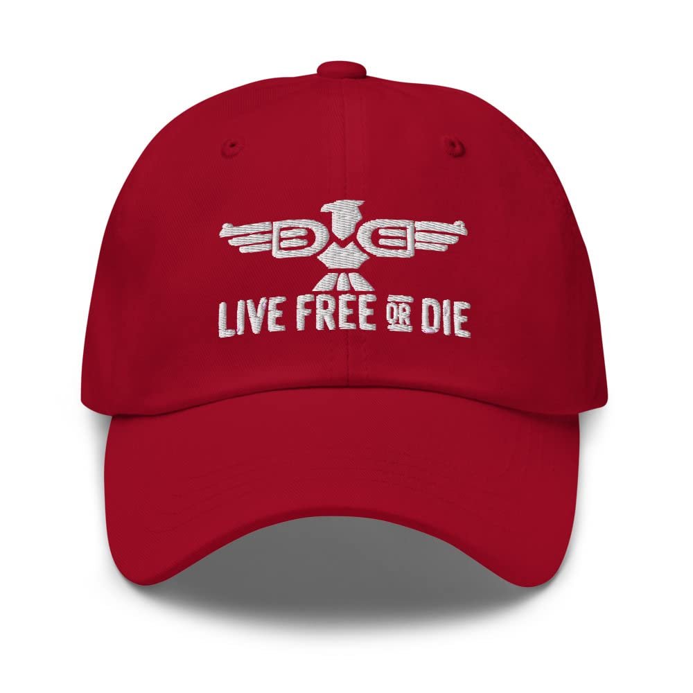 Eagle Second Amendment 2A Live Free or Die Pistol Wings Embroidered Design Dad hat Cranberry