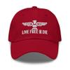Eagle Second Amendment 2A Live Free or Die Pistol Wings Embroidered Design Dad hat Cranberry view 1