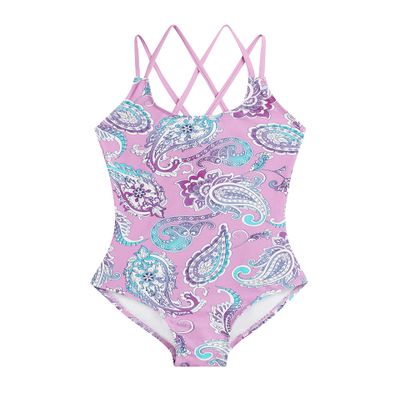 Kanu Surf Girls, Reese UPF 50 Beach Sport Criss-Cross One Piece Swimsuit, Summer Purple, 14