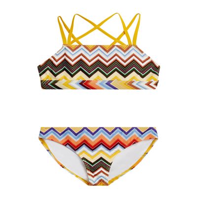 Kanu Surf Girls' Aria Beach Sport UPF 50+ Mini Tankini Two Piece Swimsuit, Nina Yellow Multi,12