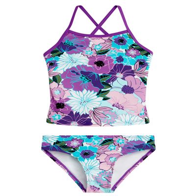 Kanu Surf Girls' Melanie Beach Sport 2-pc UPF 50+ Banded Tankini, Gianna Purple,12