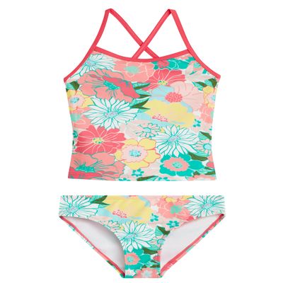 Kanu Surf Girls' Melanie Beach Sport 2-pc UPF 50+ Banded Tankini, Gianna Coral,2T