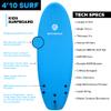 WATERKIDS Kids Surfboard & Leash, Perfect for Learning How to Surf, Made for Kids, 4'10 ft Soft Top for Beginners, Foam Surfboard Makes It Easy to Learn How to Surf & Catch Waves - Ocean Blue view 2