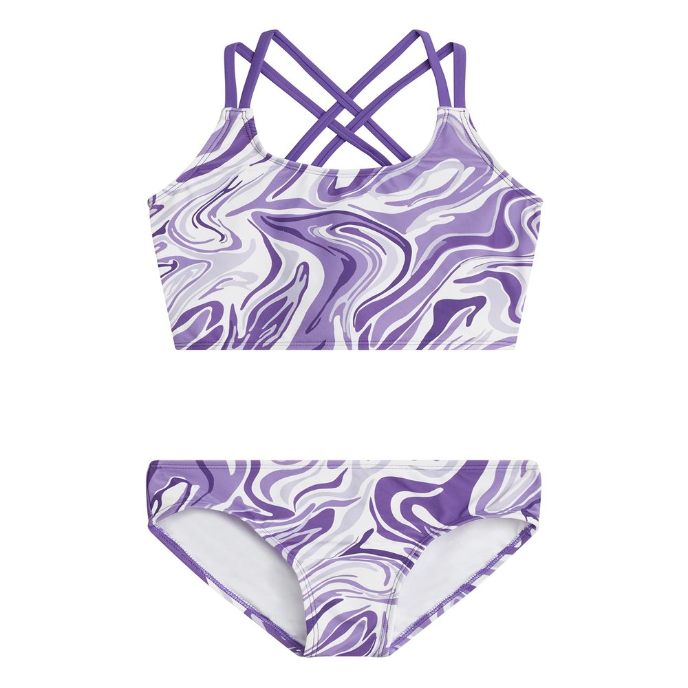 Kanu Surf Girls Waverly UPF 50+ Beach Sport Criss-Cross Tankini Two Piece Swimsuit, Gigi Purple, 10 US