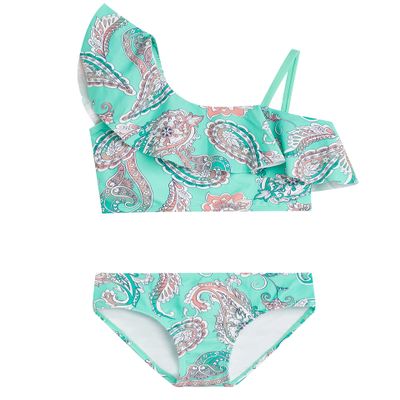 Kanu Surf Girls Avery UPF 50+ Beach Sport One Shoulder Tankini Two Piece Swimsuit, Summer Green, 12 US