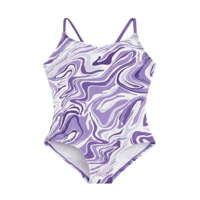 Kanu Surf Girls' Hurricane Beach Sport UPF 50+ 1-Piece Swimsuit, Gigi Purple,14