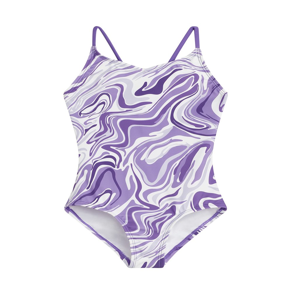 Kanu Surf Girls' Hurricane Beach Sport UPF 50+ 1-Piece Swimsuit, Gigi Purple,14