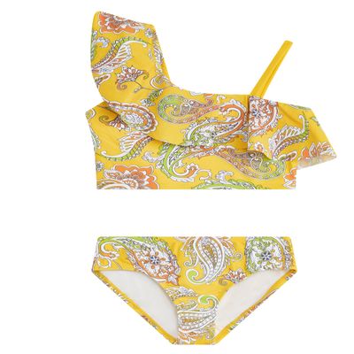 Kanu Surf Girls Avery UPF 50+ Beach Sport One Shoulder Tankini Two Piece Swimsuit, Summer Yellow, 10 US