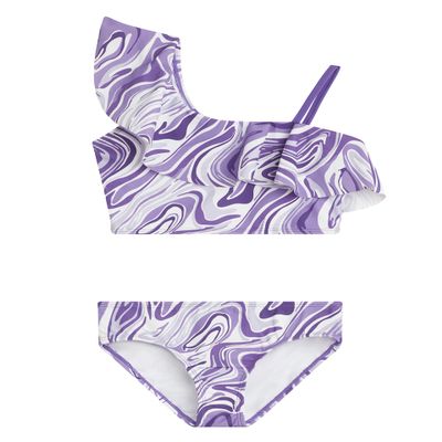 Kanu Surf Girls Avery UPF 50+ Beach Sport One Shoulder Tankini Two Piece Swimsuit, Gigi Purple, 14 US